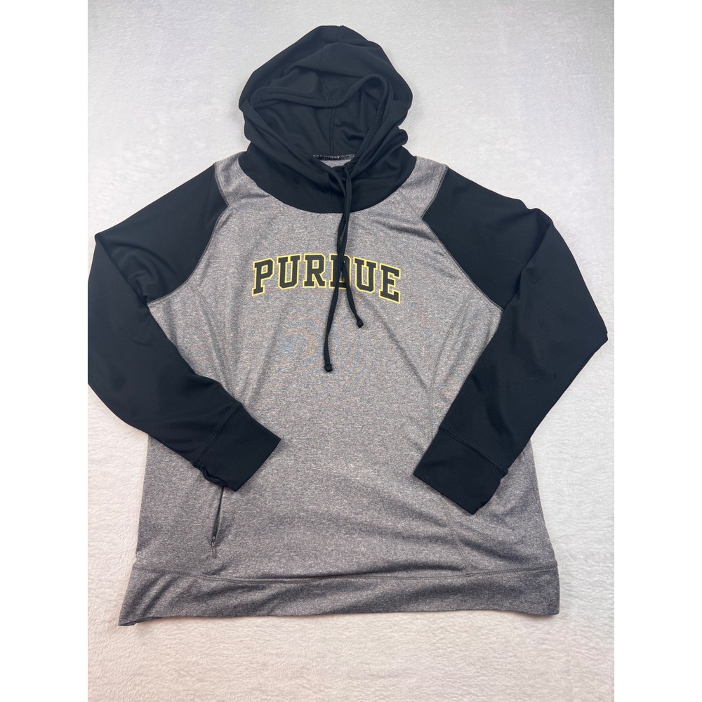 Holloway Purdue Boilermakers Women XL Performance Hoodie Grey Black Dry-Excel